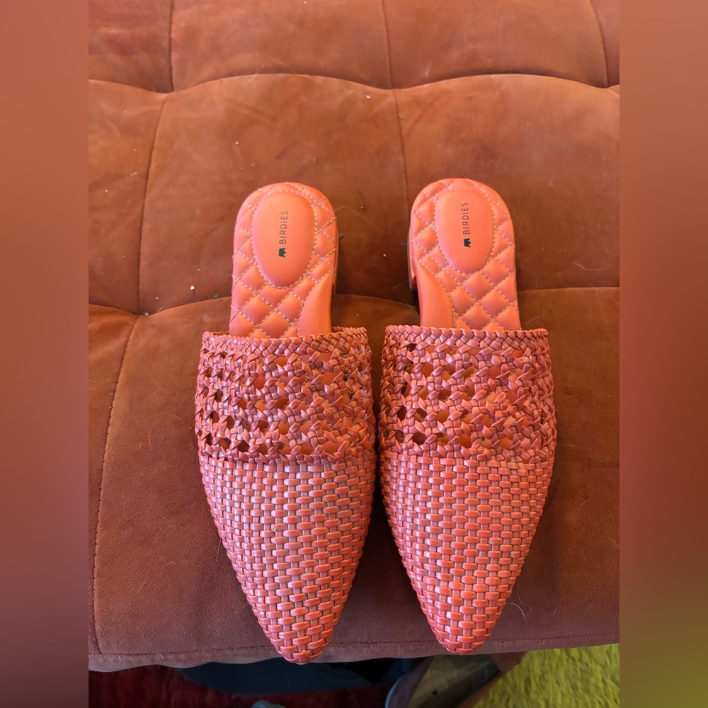 Birdies Woven Red Slip-On Mules